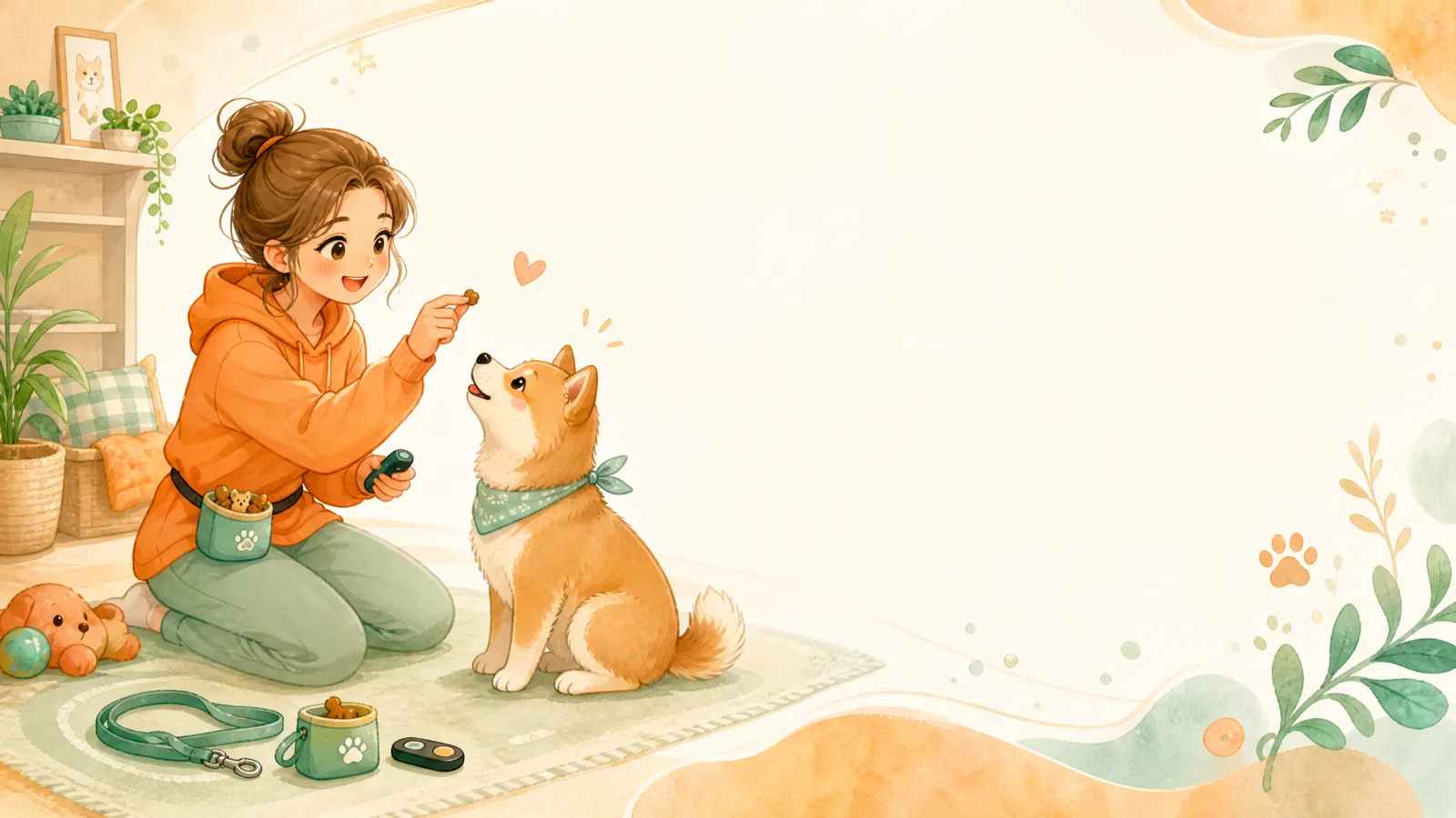 训练师引导幼犬动作